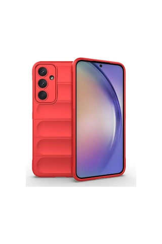 Galaxy A35 Kılıf Esnek Tpu Oyuklu Arka Yüzey Tasarımlı Zore Etnik Silikon Kapak Kırmızı