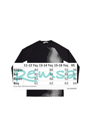 Uv Korumalı Genç Uzun Kollu Tek Üst Mayo Erkek Çocuk Tshirt 5317 Siyah Siyah