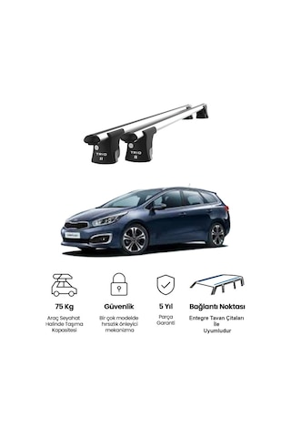 Trio-ıı Cee'd Kombi 2015 Ve Sonrası Uyumlu Kilitli Ara Atkı 120cm Port Bagaj Tavan Barı