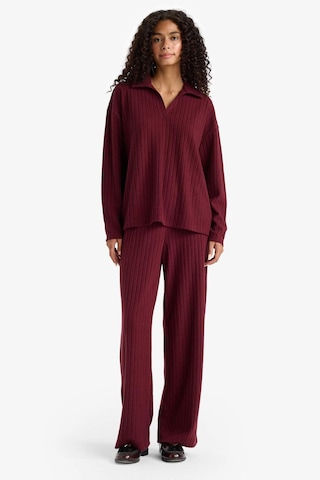 Defacto Relax Fit Polo Yaka Fitilli Kaşkorse Uzun Kollu Tişört F1007ax25aubr115 Bordo