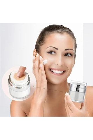 Hava Almayan Basınçlı Hava Geçirmeyen Krem Losyon Kavanozu 50 Ml Şeffaf 6 X 6 X 8 Tekli Krem Kavanoz
