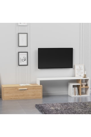 Lagomood Karamel Tv Standı Meşe-beyaz