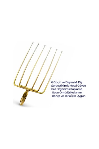 6 Dişli Metal Dirgen 38 Cm Güçlü Yapı, Uzun Ömürlü Bahçe Yardımcısı Pancar Dirgeni