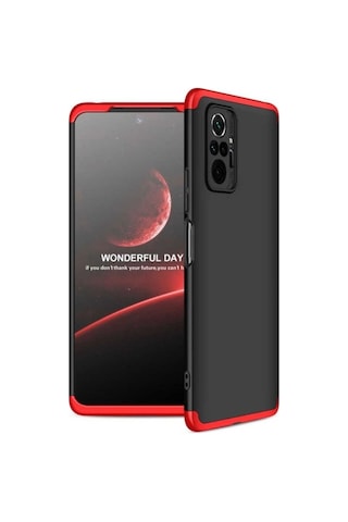 Xiaomi Redmi Note 10 Pro Kılıf Zore Ays Kapak Siyah-Kırmızı
