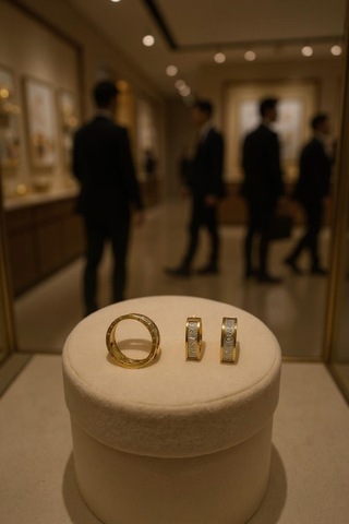 Altın Nesil - 14 Ayar Altın Yeşil Beyaz Markalı Yüzük Ve Küpe Seti