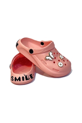 Fiyra 2052 Pudra Smıle Crks Taşlı Kız Çocuk Havuz Plaj Terlik Pudra