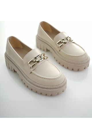 Muggo Samanta Garantili Kadın Loafer Kalın Taban Tokalı Günlük Casual Makosen Ayakkabı 001
