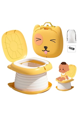 Cat Potty Katlanabilir Çocuk Tuvaleti, Çok Fonksiyonlu Taşınabilir Alıştırma Lazımlığı Sarı