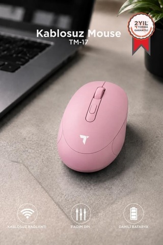 Şarj Edilebilir Teknoloji Taşınabilir Mouse Çift Modlu Sessiz Kablosuz Fare Tm17 Pembe