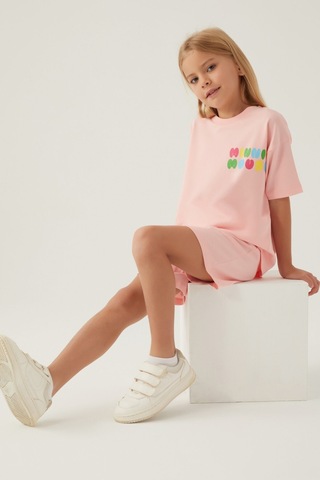 Minnie Mouse Colourful Somon Kız Çocuk Şort Takım 5274-42770 Somon