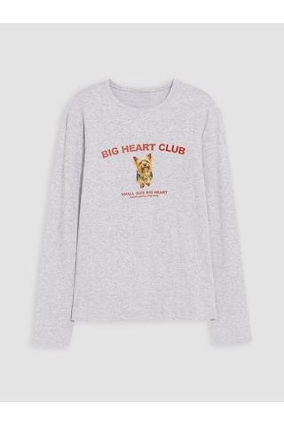 LC Waikiki Lcw Kids Gri Teddy Bear Baskılı Kız Çocuk Tişört Grey Melange
