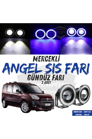 Fiat Doblo D3 2010-2015 Uyumlu Üniversal Mercekli Angel Sis Farı Metal Su Geçirmez 76 Mm Mavi Gündüz Farı Angel Sis Farı 57692886