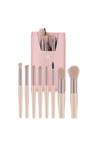İzla Deri Çantalı Makyaj Fırça Seti 8'li
