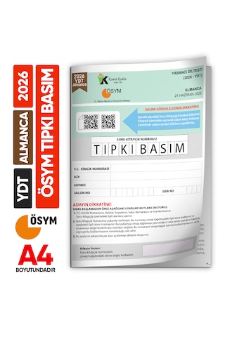 2026 Yks Ydt Almanca Ösym Tıpkı Basım Çıkmış Soru Deneme Kitapçığı Türkiye Geneli