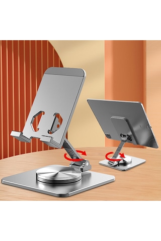 Metal Katlanabilir Telefon Tutucu Tablet Standı 360 Derece Dönen