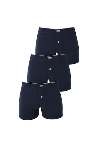 Arma Yıldız Erkek Lacivert Düğmeli Boxer 3'lü Paket %100 Pamuklu Penye Lacivert