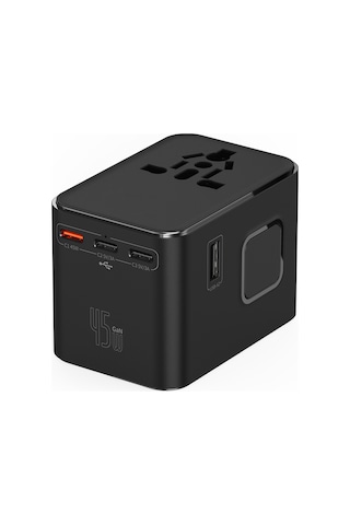 Wiwu Wi-ua006 Çoklu Universal Tr/us/uk/aus/eu Uyumlu Seyahat Şarj Adaptörü 45w Siyah