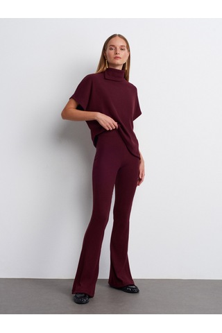 Dilvin 71910 Yüksek Bel Örme Pantolon-bordo Bordo