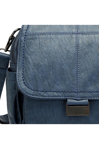 Yıkama Deri Sırt Askılı Kadın Çantası 21-k Barcelona 1908 Lacivert