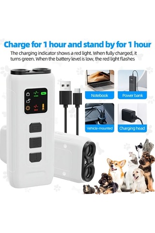 Willowhaven 2025 Usb Şarjlı Portakal Köpek Havlama Önleyici Ses Dalgası Flaş Işık