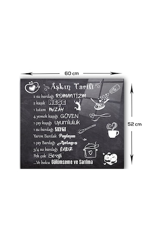 Decorita Cam Ocak Arkası Koruyucu | Aşkın Tarifi | 52cm x 60cm