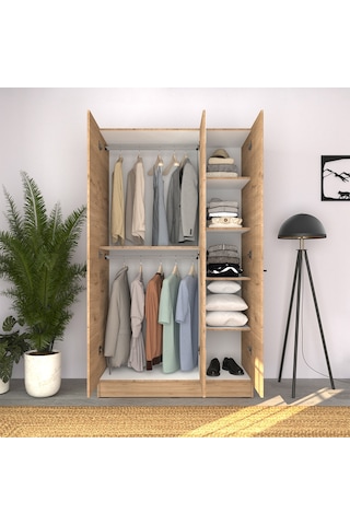 Trendline 3 Kapaklı Aynalı Gardırop-florida Meşe 120x207x53 Cm Kahverengi