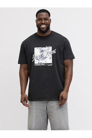 Jack & Jones Jack Jones Baskılı Büyük Beden Tişört 12295982 Siyah