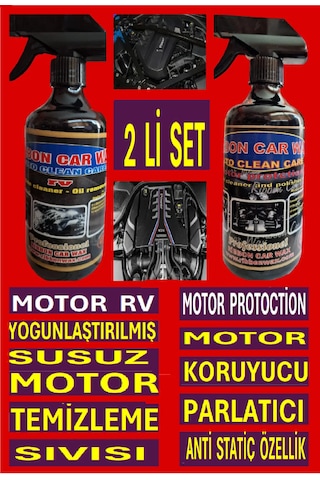 Susuz Motor Temizleme Sıvısı 500 Ml + Motor Koruma Parlatma 500 Ml 2 Lı Set