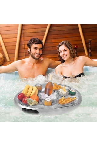 Vkemall Yeni Pvc Şişme Su Buzluk Bardaklık - Taşınabilir Parti Tepsisi Ve Çoklu Bardak Altlığı