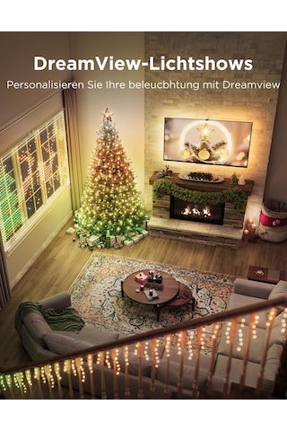 Govee Noel Işıltılı Dize Işıklar, İç Mekan Noel Peri Işıkları, 250 Led'li 20m Rgbwıc Işıklar, Noel Süslemeleri İçin 140+ Dinamik Sahne Modu, Alexa İle App Kontrolü Siyah