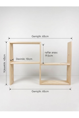 Nest Wood Doğal Ham Ahşap 2parça Modüler Baharatlık Rafı Mutfak Tezgah Üstü Düzenleyici Baharat Standı 45x65cm