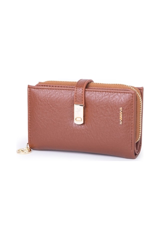 Nas Bag Kadın Orta Boy Kartlık Kağıt Para Ve Bozuk Para Tasarımına Sahip Taba Victoria 16x9 Cm
