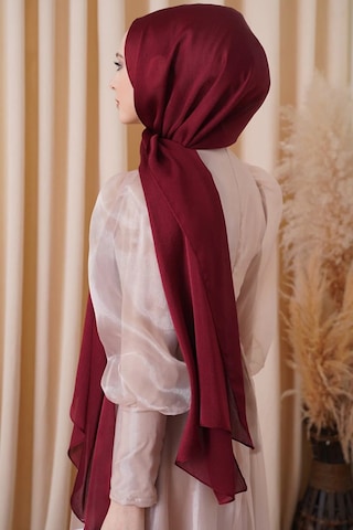 Flora Tekstil Janjan Trend Parlak Saten Dokulu Abiye Şifon Işıl Şal Bordo