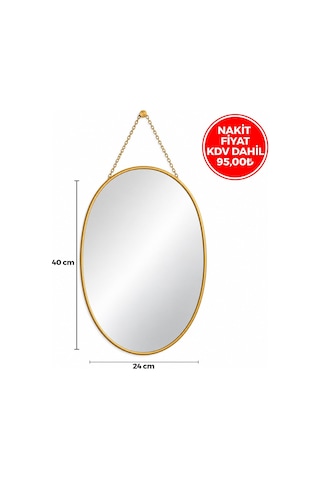 İbico Dekoratif Duvar Aynası Gold Çerçeveli İp Askılı 24x40cm- 18'li Paket