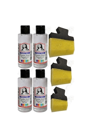 Puzzle Yapıştırıcı 70 Ml 4 Adet Ve Yassı Patpat Sünger Fırça Seti 3 Lü Monalisa Yapboz Pazıl Yapıştırıcısı Şeffaf