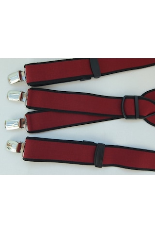 Bordo Pantolon Askısı / Dört Klipsli Bordo