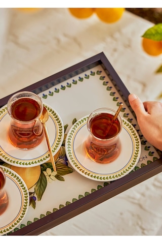 Bella Maison Lemoncello Porselen 6'lı Çay Bardağı Seti 170 Cc Kahverengi