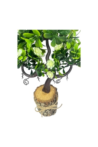 Yapay Çiçek Beyaz Çiçekli Bonsai Ağacı Dekoratif Kütük Saksıda Yapay Ağaç Bonzai Losus Çiçekli