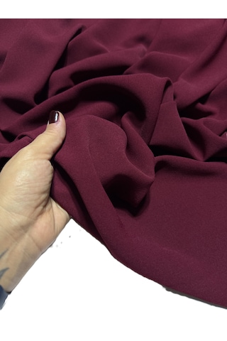 Dökümlü Likralı Kumlu Krep Kumaş 150 Cm En Kırışmaya Dayanıklı, Elbise Ve Giyimlik Kumaş Bordo