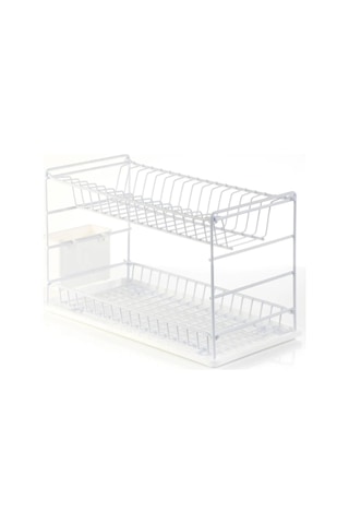 Hagenömür Boyu Paslanmaz Iki Katlı Tabaklık Bulaşıklık 50 Cm Beya Beyaz