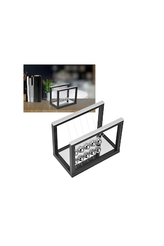 Konesam Küçük Siyah Newton Topu Metal Masaüstü Sallama Oyuncak Fizik Eğitici Stres Azaltıcı Dekoratif Hediye