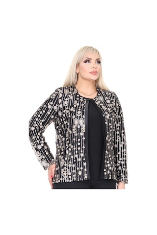 Büyük Beden 3926 Siyah-altın Ceket+bluz Takım 001
