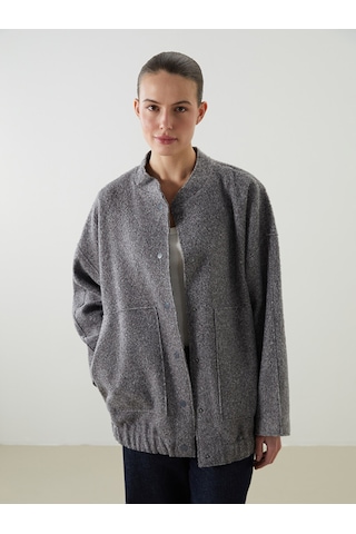 Lcwaıkıkı Classic Gri Kolej Yaka Oversize Kadın Bomber Mont