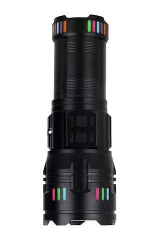 Panther 50w Lazer Led El Feneri 6000 Lümen Usb Type-c Şarjlı Zoomlu 4x18650 Profesyonel Pt-4117 Siyah
