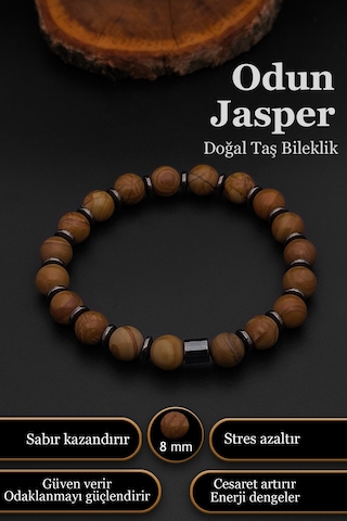 Kaplangözü Bileklik Kadın Erkek Doğal Taş Kaplangözü Bileklik 8 Mm Bt033 Kahverengi - Siyah