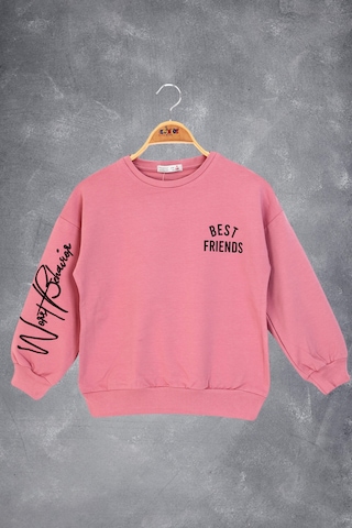 Toontoy Kız Çocuk Best Frıends Baskılı Sweatshirt Kırmızı