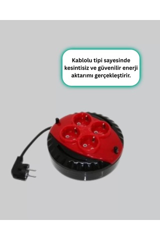 Hepsi 5 Metre Kablolu 4 Lü Kırmızı Priz Makara Najmaddin