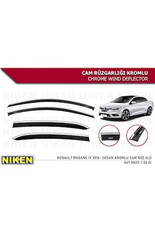 Renault Megane 4 2016 Sonrası Kromlu Cam Rüzgarlığı Niken 4Lü Set