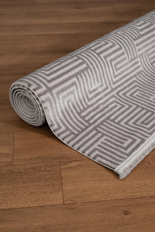 Clay Ct005a Gri Halı Modern Desenli Triko Akrilik Pamuk Tabanlı Kaymaz Salon Oturma Odası Halısı