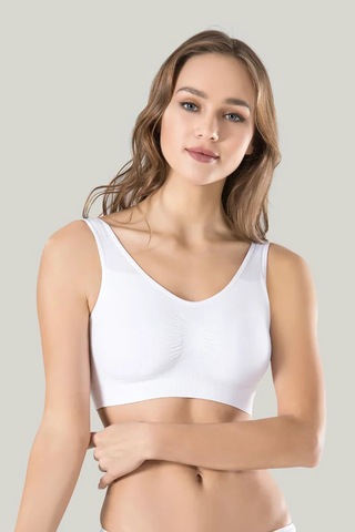 Melonika Kadın Beyaz Kalın Askılı Çıkarılabilir Pedli Örme Seamless Dikişsiz Basic Büstiyer Çok Renkli